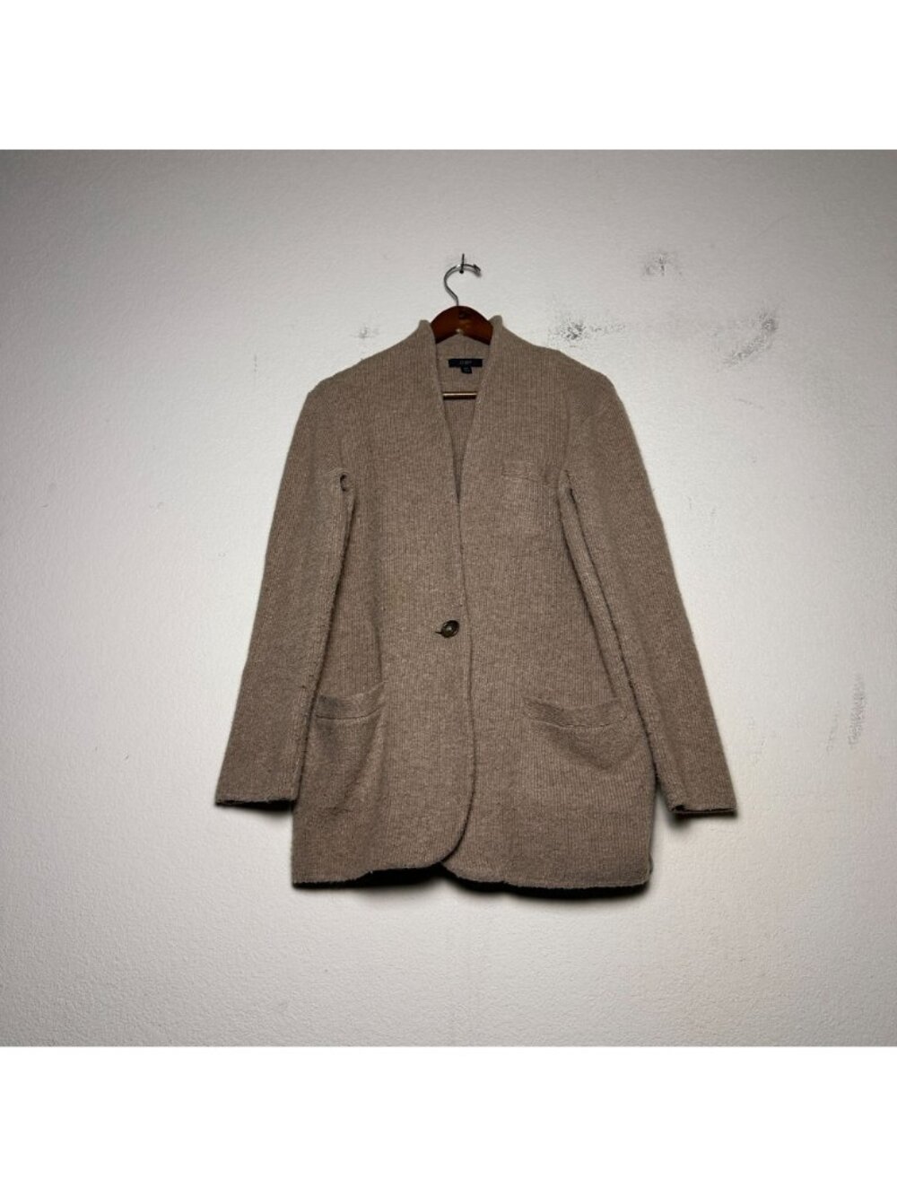 J.Crew Merino Coat Cardigan Women XS Outerwear Brown Warm Cocoon Knit Wool Blend - Picture 2 of 10